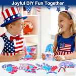 24 Pack 4th of July Craft Kit for Kids with 6 Patriotic Foam Designs & Tools