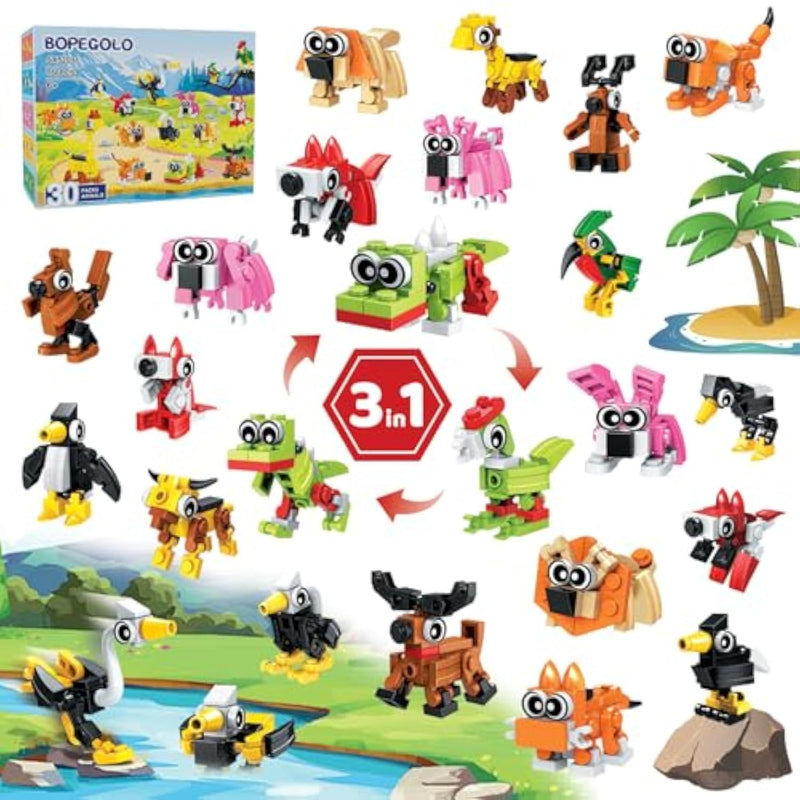 30 Pack Party Favors Building Set For Kids, 750 Pcs Mini Animal 3-In-1 Building Block Kit Sets, Goodie Bags Stuffers For Kids Classroom Prizes Birthday, Best Gifts For Boys Girls Ages 6+