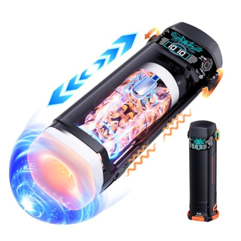 Male Masturbator with 10 Vibration & 15 Thrusting Speeds and Heating Base for Men's Pleasure