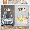 Glass Pitcher, 2.2 Liter Water Pitcher With Lid,Iced Tea Pitcher for Fridge,Glass Water Carafe With Lid, Glass Water Jug,Large Drink Pitcher For Juice, Milk, Cold Or Hot Beverages, 2 Quart