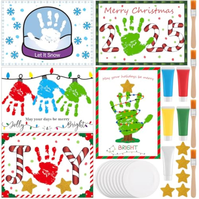 20 Pcs Christmas Handprint Tree Craft Kit, DIY Keepsake Ornaments for Kids