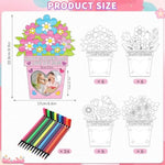 24 Pack DIY Flower Photo Frame Craft Kits for Kids with Watercolor Pens