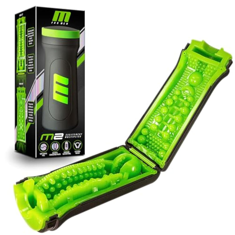 Blush M For Men 8.5" M2 Superior Masturbator, 3 Pleasure Chambers Stroker, Flip Open Squeeze Pressure Control Cup, Soft X5 Plus Sleeve, Realistic Blowjob & Vagina Sensation Adult Sex Toy Men - (Black)