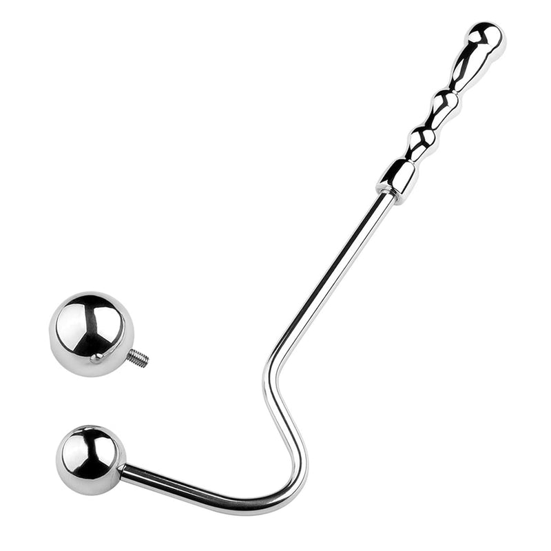 Stainless Steel Anal Plug, Anal Hook With 2 Balls Metal Butt Plug Sex Toys, Handheld Anal Probe, Anal Hook Graduated Bead Design Bedroom Bdsm Toys For Women Man Couple Gay Lesbian