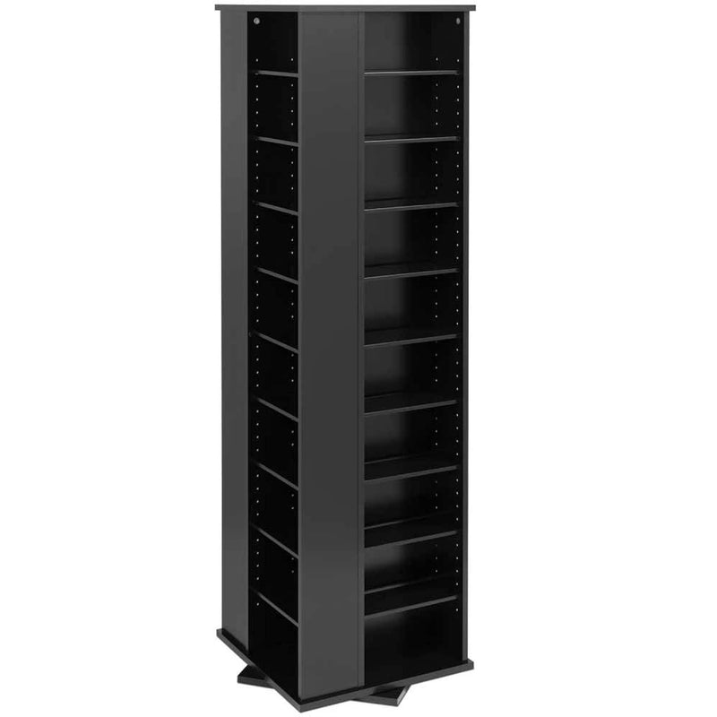 Large Four-Sided Spinning Tower Storage Cabinet, Black
