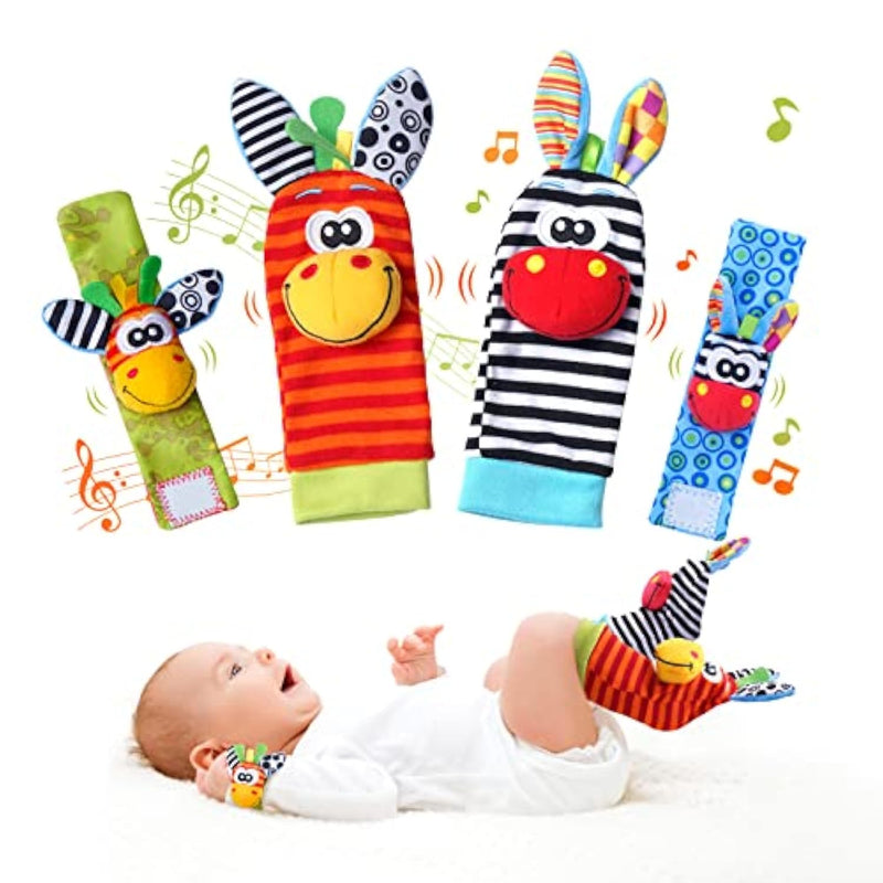 Baby Wrist Rattles Foot Finder Socks Set, Infant Rattle Socks And Baby Hand