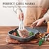 Nonstick Grill Pan for Stove Tops, Versatile Griddle with Pour Spouts, Square Big Cooking Surface, Durable Skillet Indoor & Outdoor Grilling. PFOA Free, 9.5 Inch