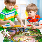 Puzzles for Kids Ages 4-6 - 2 x 60 Pieces World of Huge Dinosaurs