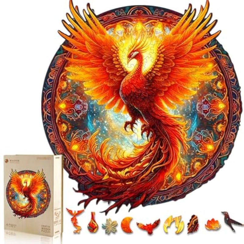 Phoenix Jigsaw Puzzle for Adults, 100 Pieces, 8.5 x 7.9in Wooden Puzzle