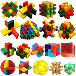 18 Pack Large Wooden Brain Teaser Puzzles Wooden Burr Puzzles Brain Teaser Puzzle With Gift Packing Box Magic Puzzle Games Toys Stocking Stuffers Party Favors For Kids And Adults (Colorful Wood)