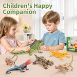 6Pcs Large Lizard Figurines Animal Toys, Realistic Plastic Reptile Animal Figures, Includes Bearded Dragon,Green Iguana,Frilled,Coast Horned,Plains Rock Figures, Educational Toy For Kids