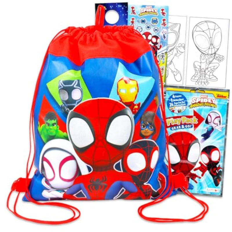 Spidey and Friends Travel Activity Kit for Kids with Drawstring Bag Bundle