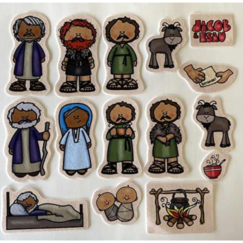 Jacob and Esau Felt Bible Story Set with 15 Figures, Guide & Activity Pages