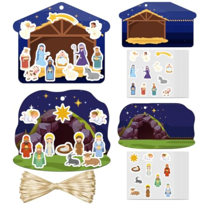 Christmas Nativity Craft Kit for Kids, Make a Scene Sticker Ornament