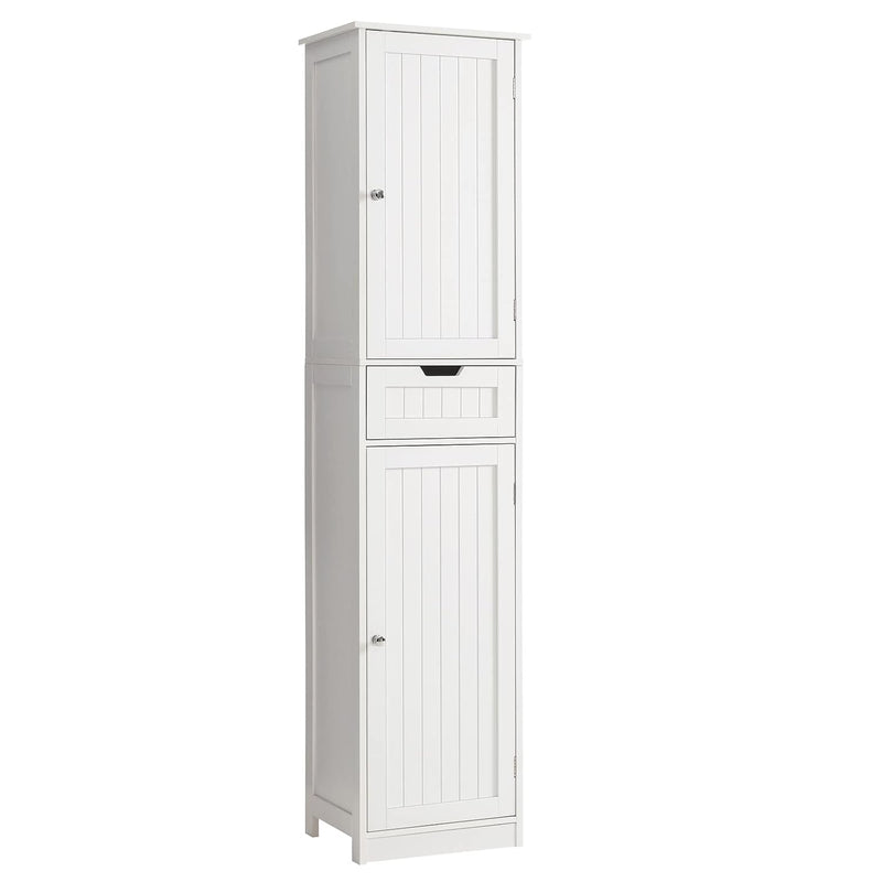 Tall Linen Tower Cabinet, Freestanding Bathroom Cabinet With 2 Doors 6 Tier Sh