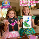 Foil Art Craft Kit for Kids, Princess, Mermaid & Unicorn DIY Stamping Activity