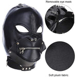 Leather Bondage Gimp Mask Hood, Black Full Face Blindfold Breathable Restraint Head Hood, Sex Toys, For Unisex Adults Couples, Bdsm/Lgbt Cosplay Restraint Training Toy Halloween Mask