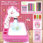 Unicorn Drawing Kit for Kids with Projector, Pens, Pencils, Crayons & Stickers