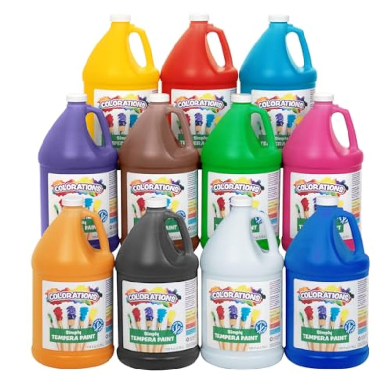 11 Gallon Tempera Paint Set for Kids, Non-Toxic Classroom Poster Paint