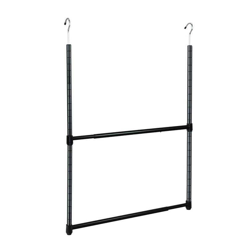2-Tier Portable Adjustable Closet Hanger Rod, 23 In, Black