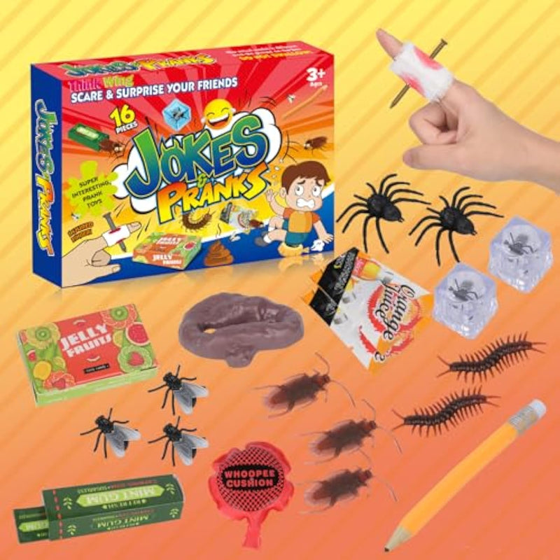 Prank Kit Funny Gag Gifts, Joke Box Ultimate Gift Set, Practical Jokes Perfect Party Favors 20 Pcs Pranks For Kids Adults, April Fools Novelty Toys For Playing Jokes