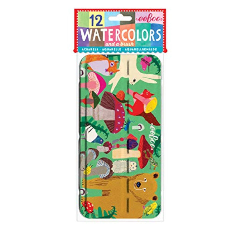 Watercolor Paint Set with 12 Vibrant Colors and Paint Brush, Portable Tin Storage