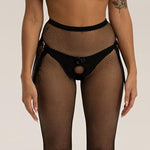 Candymishka Strap On Harness, Vegan Cotton Pegging Panties Black Velcro Mid Rise Saddle