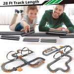 Slot Car Race Track For Kids With 4 Slot Cars, Dual Racing Electric Car Tracks Game Featuring Flash Bridge And Pendulum Toys Gifts For Boys Girls Age 6 7 8 Years Old
