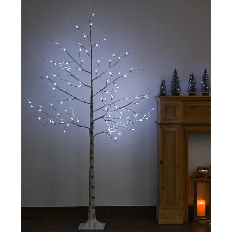  Lighted Birch Tree, 6Ft Artificial Birch Tree For Xmas Home Bedroom Office De