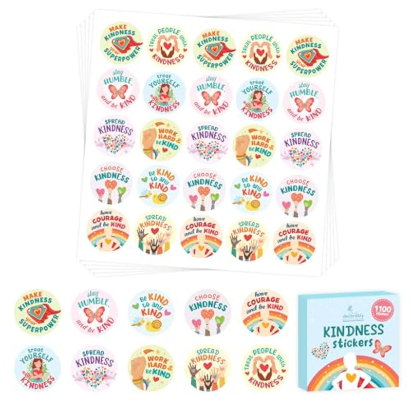 1100 Pcs Kindness Stickers for Kids, 44 Sheets for Classroom Rewards & Crafts