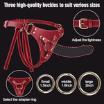 Strap On Dildo - Adult Sex Toys This Strap On Dildo Harness Is A Pure Pu Adjustable Leather Belt With Three Metal O-Rings To Adapt To Various Sizes Suitable For Couples, Lesbians, Gays Or Other(Red)