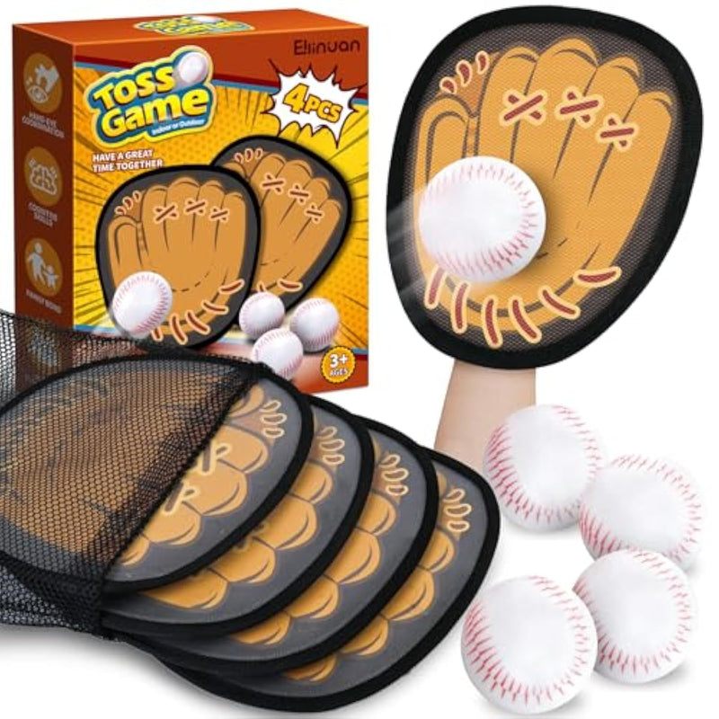 4 Pack Catch Ball Game Set, Outdoor Toys For Kids Ages 4-8-12, Baseball Training Glove For Sports, Summer Toys Pool Beach Backyard Lawn Games For Toddlers Kids Family, Fun Ideal Gifts