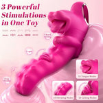 3 in 1 Vibrator Couples Sex Toys for Women, G Spot Dildo with 10 Tongue Licking & Vibrating Adult Toys, Realistic Tongue Vibrator for Women Pleasure Tools for Female