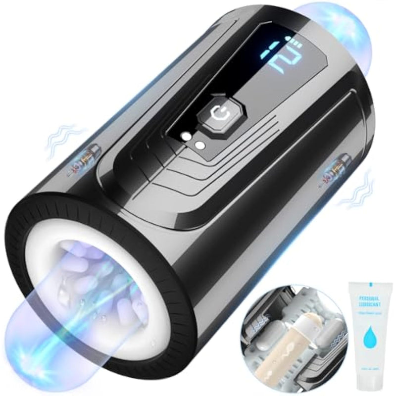 Automatic Male Masturbator Sex Toys For Men, Open-Ended Male Sex Toys Pocket Pussy Male Vibrator With 12 Vibrating Modes For Penis Stimulation, Mens Sex Toy Adult Toys Blowjob Sex Machine Male Stroker