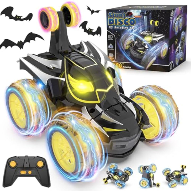 Remote Control Car Stunt Rc Cars 360° Rotating With 2.4Ghz Rechargeable Wheel Lights Toys Car Gift For Boys 3 4 5 6 7 8 9 10 11 12 (Black)