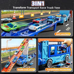 Toddler Car Truck Toys For 3 4 5 6 7 8 Years Old Boys, Transporter Truck Toy Track Set With 12 Die-Cast Car Toys, Toy Gifts For 3 4 5 6 Year Old Boys Kids