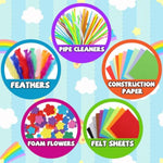 1500+ Pcs Pipe Cleaners Craft Supplies Kit with Pom Poms, Feathers & Wiggle Eyes