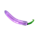 Glass Bent Pleasure Wand - Double-Ended, G-Spot Butt Plug, 7.68" Purple Eggplant
