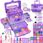 54 Pcs Kids Makeup Kit For Girls, Princess Real Washable Pretend Play Cosmetic Set Toys With Mirror, Birthday Gifts For 3 4 5 6 7 8 9 10 Years Old Girls Kids (Purple)