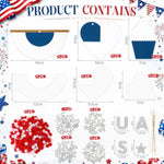 24 Set 4th of July Patriotic Pom Pom Craft Kit, DIY USA Flag Ornaments for Kids