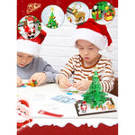 Christmas Tree Building Blocks, Christmas Decorations Set With Santa Claus & Reindeer, Creative Tabletop Decor Xmas Gifts Toys For Kids Adults Teen Boys & Girls