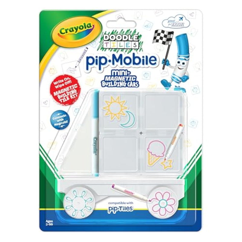 Crayola Pip-Mobile Rolling Chassis For Magnetic Building Tiles – Add Wheels To Crayola Pip-Tile Sets – Stem Learning Toy For Kids Ages 3+ – Creative, Reusable, Educational Travel Toy (Doodle)