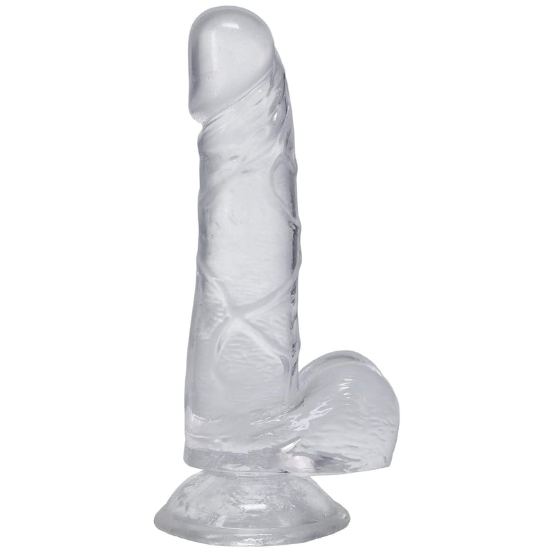 Dick In A Bag - 6 Inch - Suction Cup Base, Total Length: 6 In. (15.2 Cm), Insertable Length: 5.25 In. (13.3 Cm), Width/Diameter: 1.25 In. (3.2 Cm), Crystal Clear Tpe