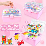 3000+ Pcs Arts & Crafts Supplies Kit for Kids Ages 4-12, Pink