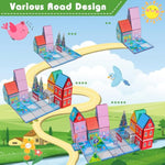 Magnetic Tiles For Kids, Fairytale Town Road Set, Magnetic Blocks Magnet Building Toys For 3-5 4-8 Years Old Boys Girls, Expansion Themed Magnet Educational Stem Creativity Toys 3+ Toddlers Xmas Gifts