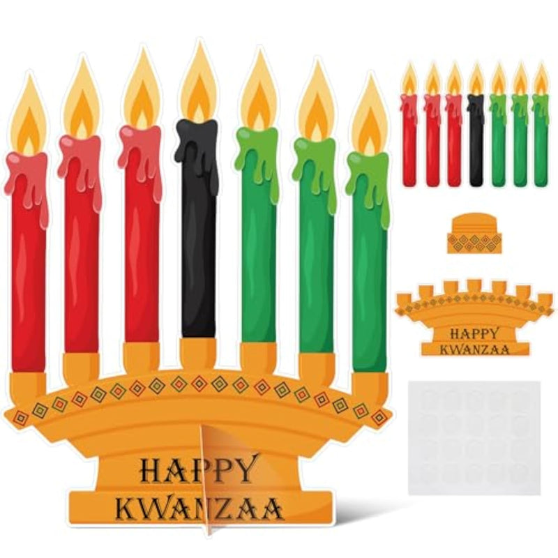 36 Pcs Kwanzaa Kinara Craft Kit, DIY Candle Sign Art for Kids & Holiday Activities