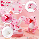 2 Pcs Valentine'S Day Stuffed Animals Toy Love Plush Dinosaur Stuffed Animal Holding Heart Kawaii Pink Dinosaurs For Boys Girls Xmas Gift Soft Dinosaur Plush For Valentine Party(Cute)
