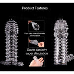 Men'S Crystal Wolf Tooth Vibrating Condom With Delay Ring – Premium Silicone Couples’ Adult Toy For Extended Pleasure, Ultra-Stretchy (C, Count, 1)