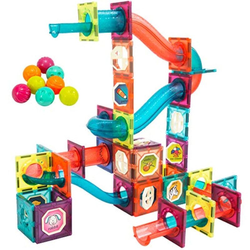 Magnetic Building Blocks Stem Educational Toys For Kids Ages 4-12, Ball Track And 3D Stacking Construction Set