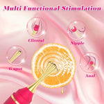 Vibrator Wand Female Adult Sex Toys For Women, 4 In 1 Squirting Vibrator With 10 Modes Pinpoint Clitoral G-Spot Dildo Nipple Stimulator High Frequency Mini Bullet Vibrators 3 Silicone Head